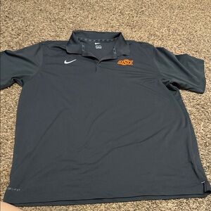 Nike Men's Dark Gray Polo Shirt with Orange Logo